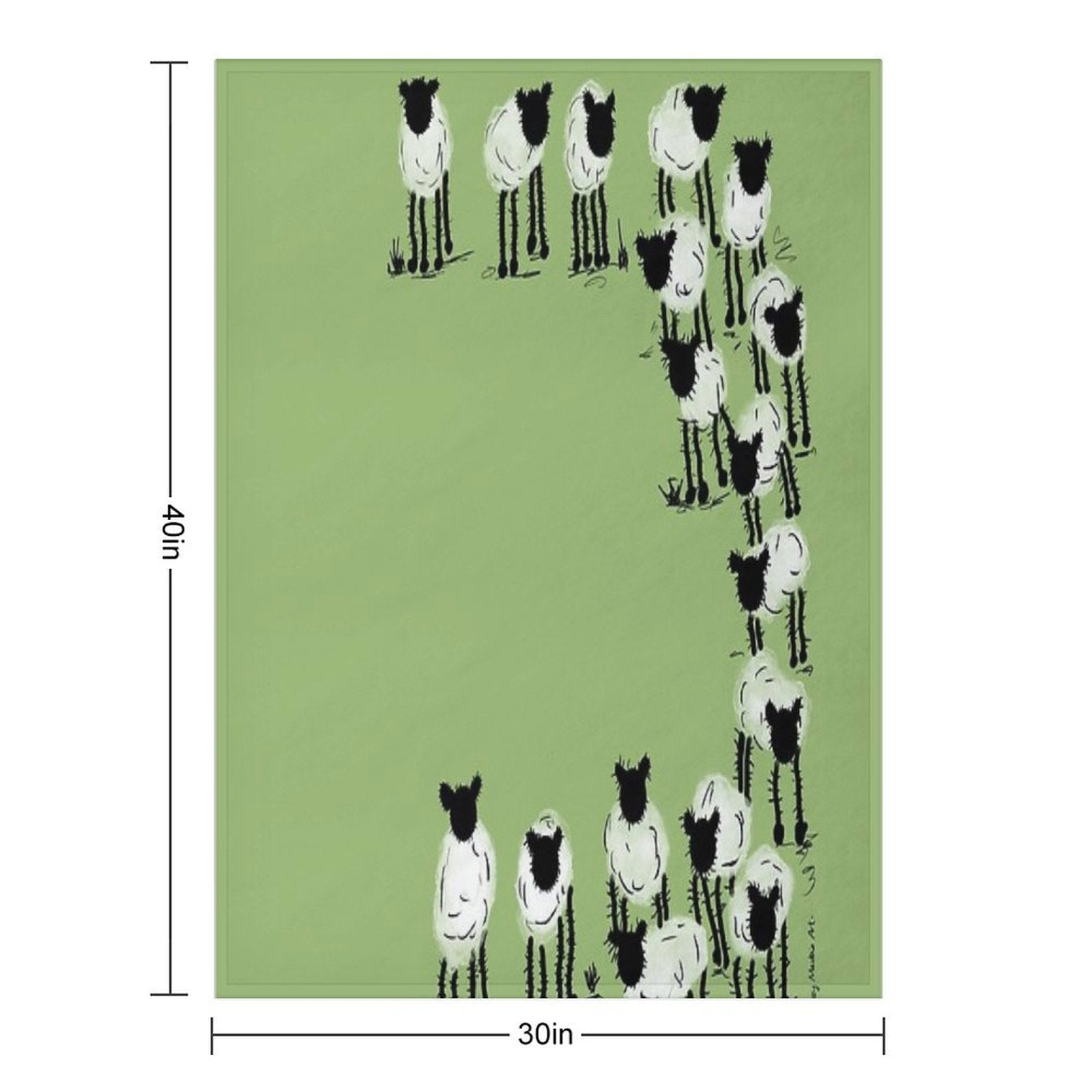 Inky Sheep on Green Gift-ready Throw Blanket