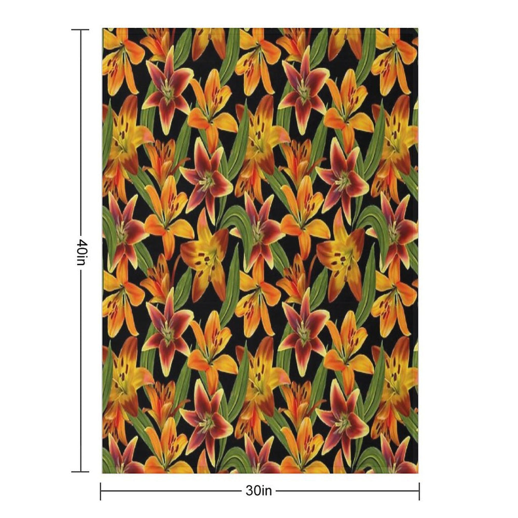 Watercolor Lilies Seamless Pattern All-season Throw Blanket