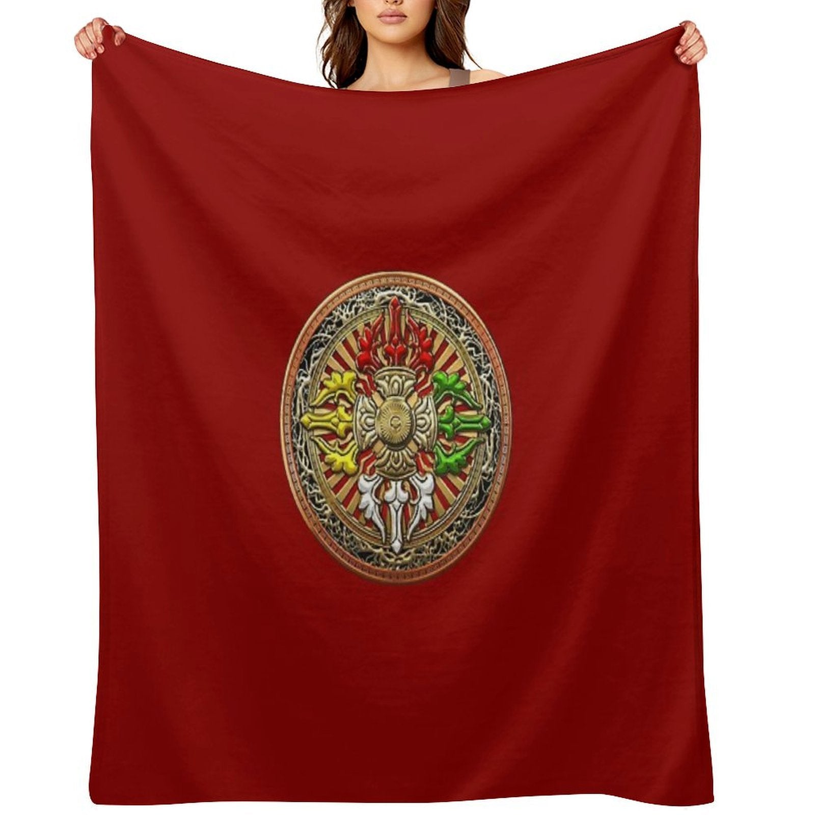 Tibetan Double Dorje Mandala - Double Vajra Compact Throw Blanket