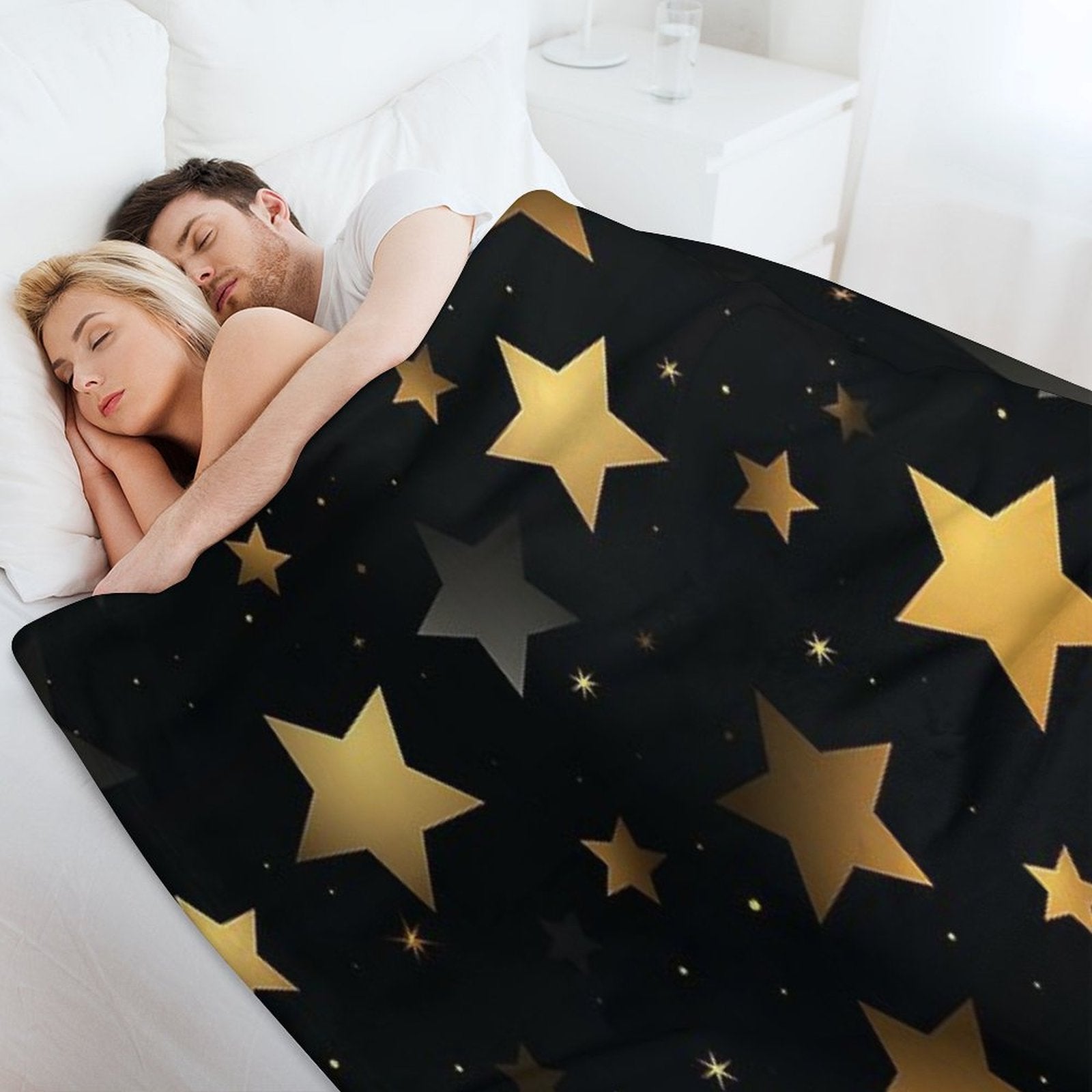 Stars on Black Background Quick-dry Throw Blanket