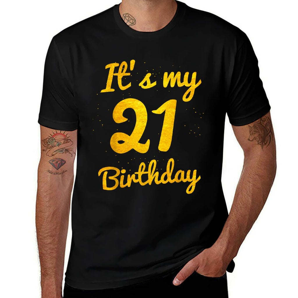 Happy 21 Years Old Birthday It's My 21st Birthday 21st Bday  Rolled Sleeves T-Shirt