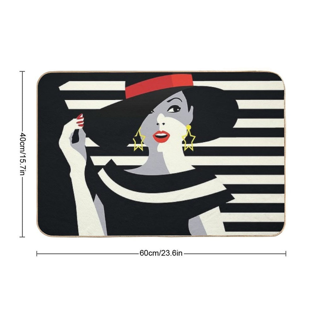 Eighties Fashionista - Nagel Inspired Retro Socialite Durable Bath Mat
