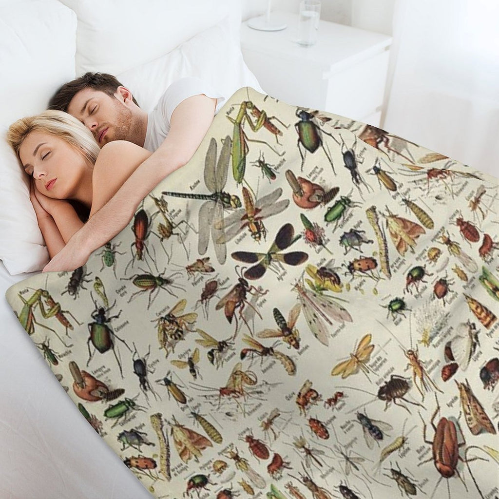 Insects Chart. Scientific Illustration, Text in French Eco-conscious Throw Blanket