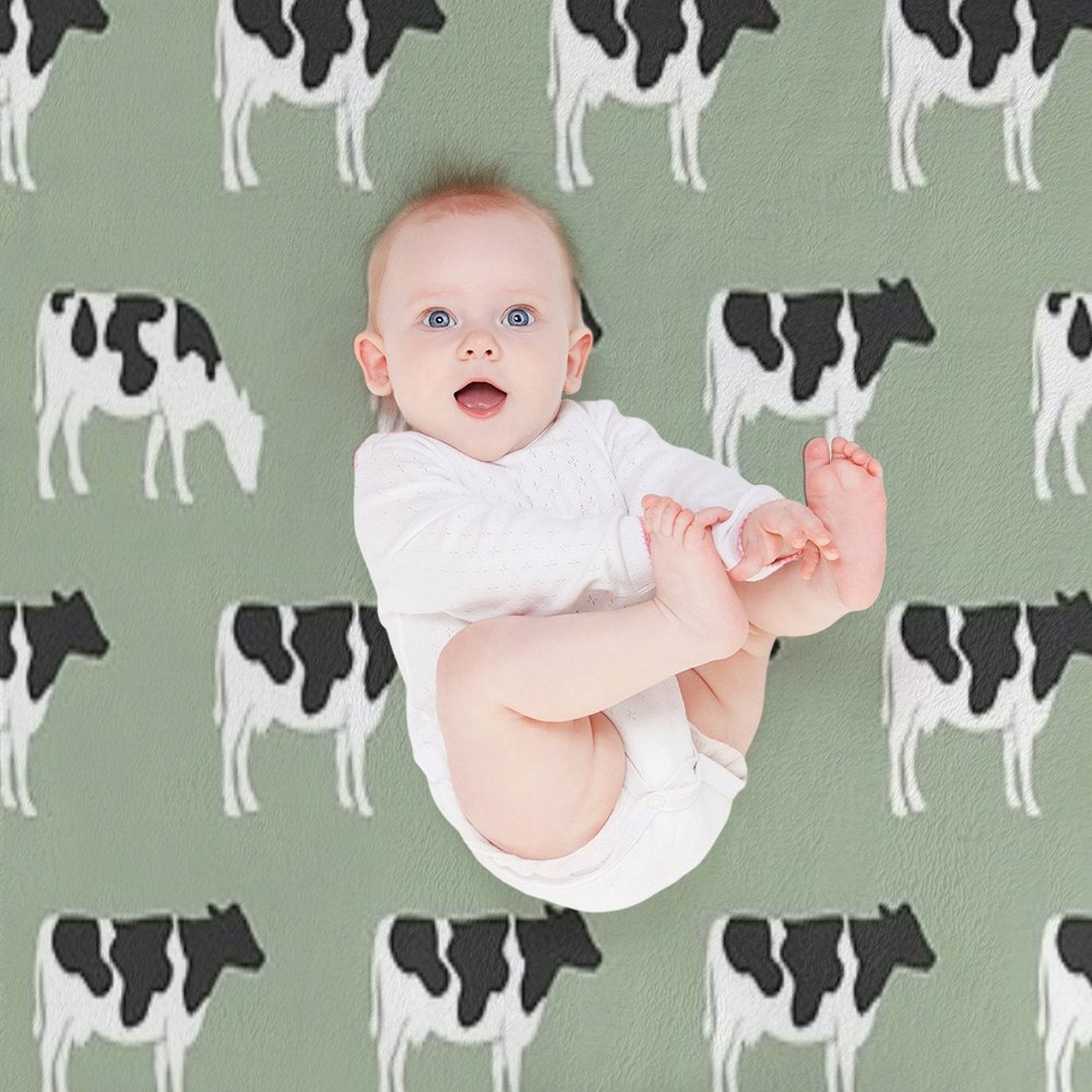 Cows - Farm - Dairy Cows on Sage Velvety-soft Throw Blanket