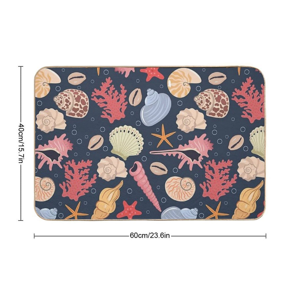 Pattern with Sea Shells  Eco-Friendly Bath Mat