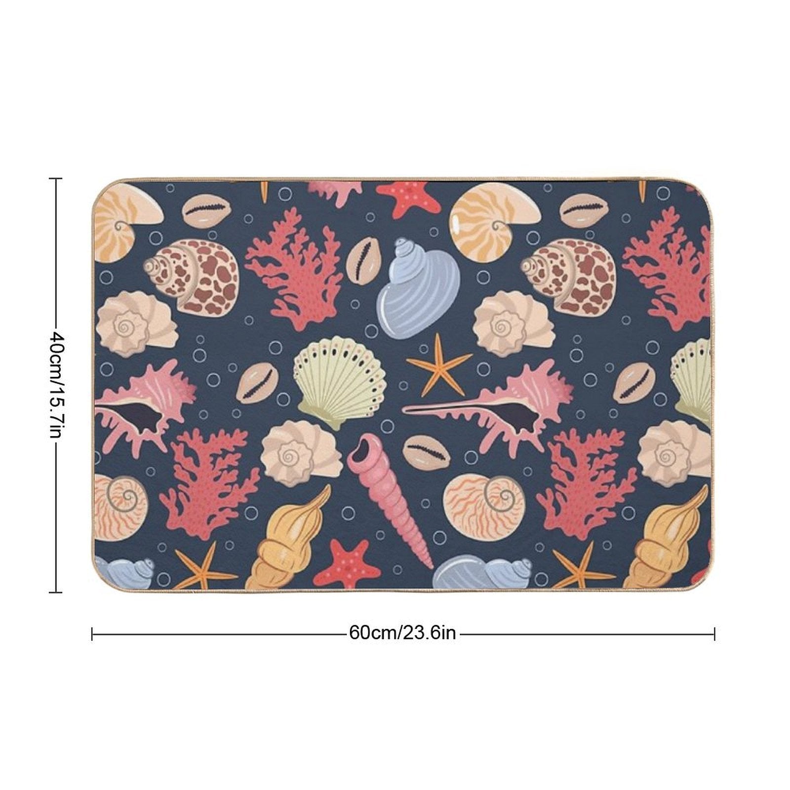 Pattern with Sea Shells  Eco-Friendly Bath Mat