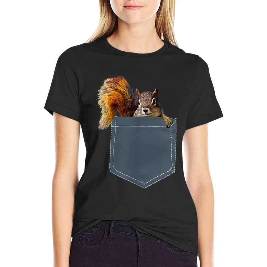 Cute Squirrel in Pocket for Men, Women, Kids  Eco-friendly Material T-Shirt