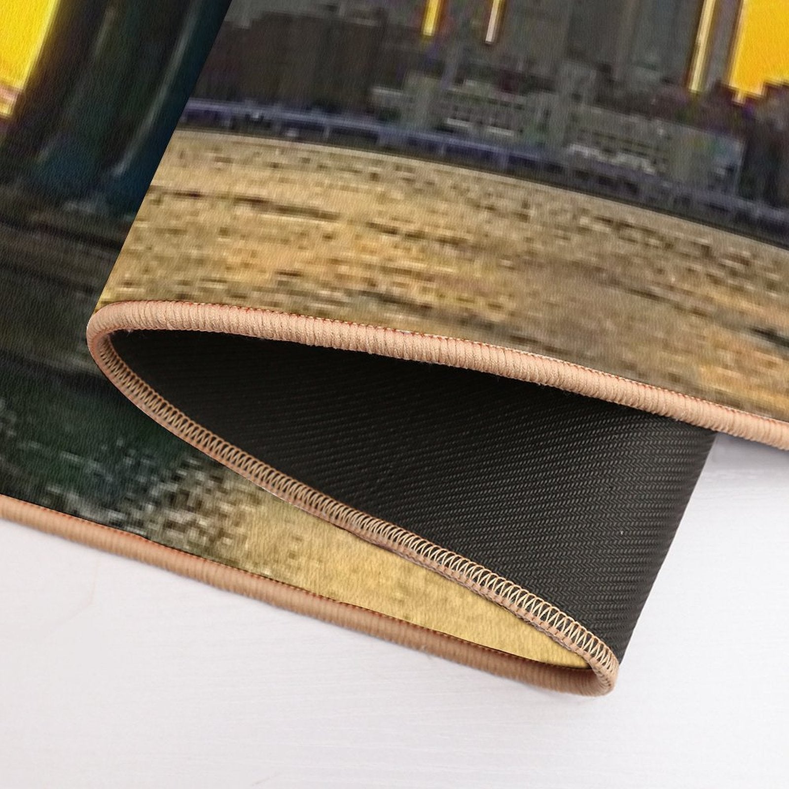 Manhattan Bridge Skyline Sunset Brooklyn New York City  Fade-Resistant Bath Mat