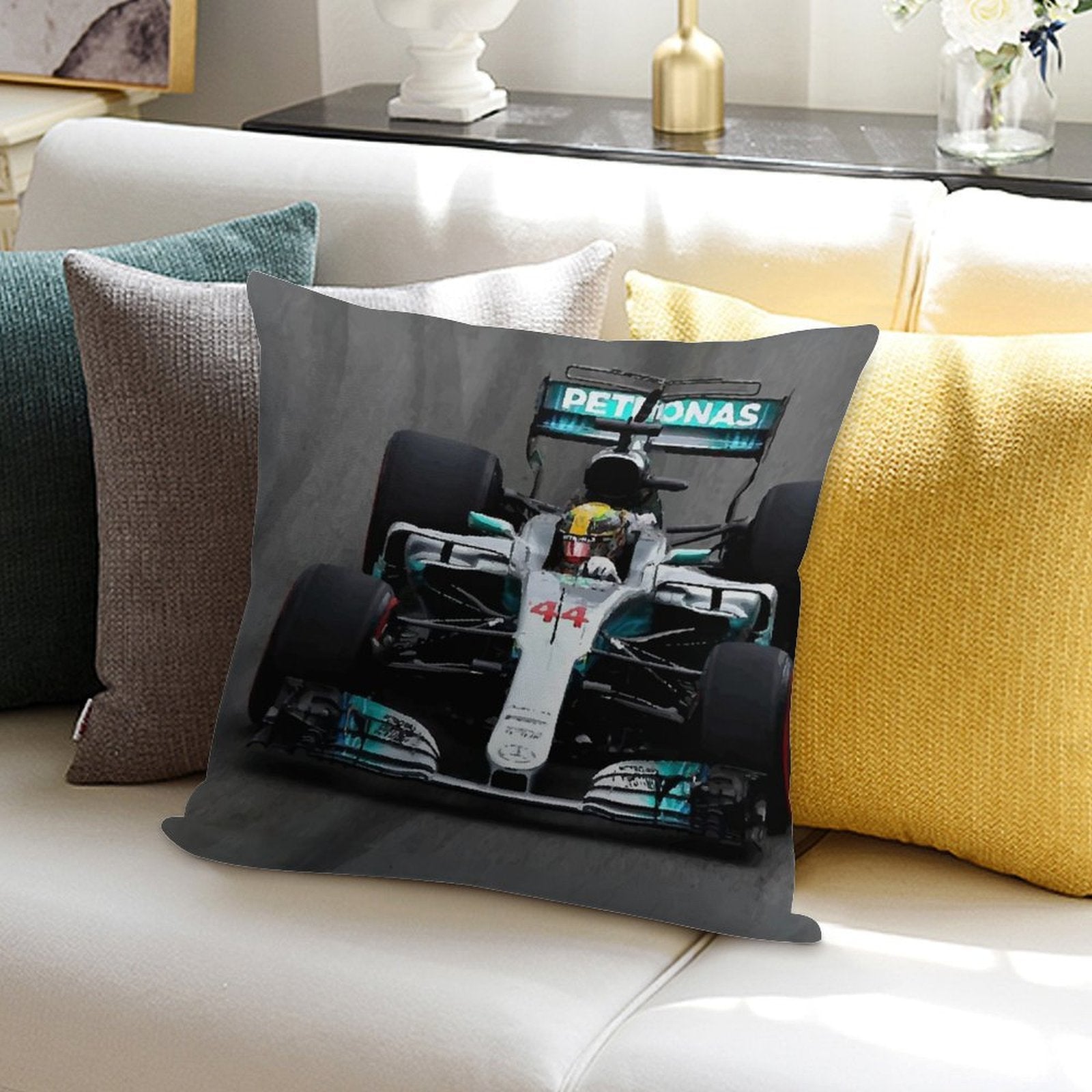 Lewis Hamilton 44 - F1 Soft Shrink-Resistant Throw Pillow