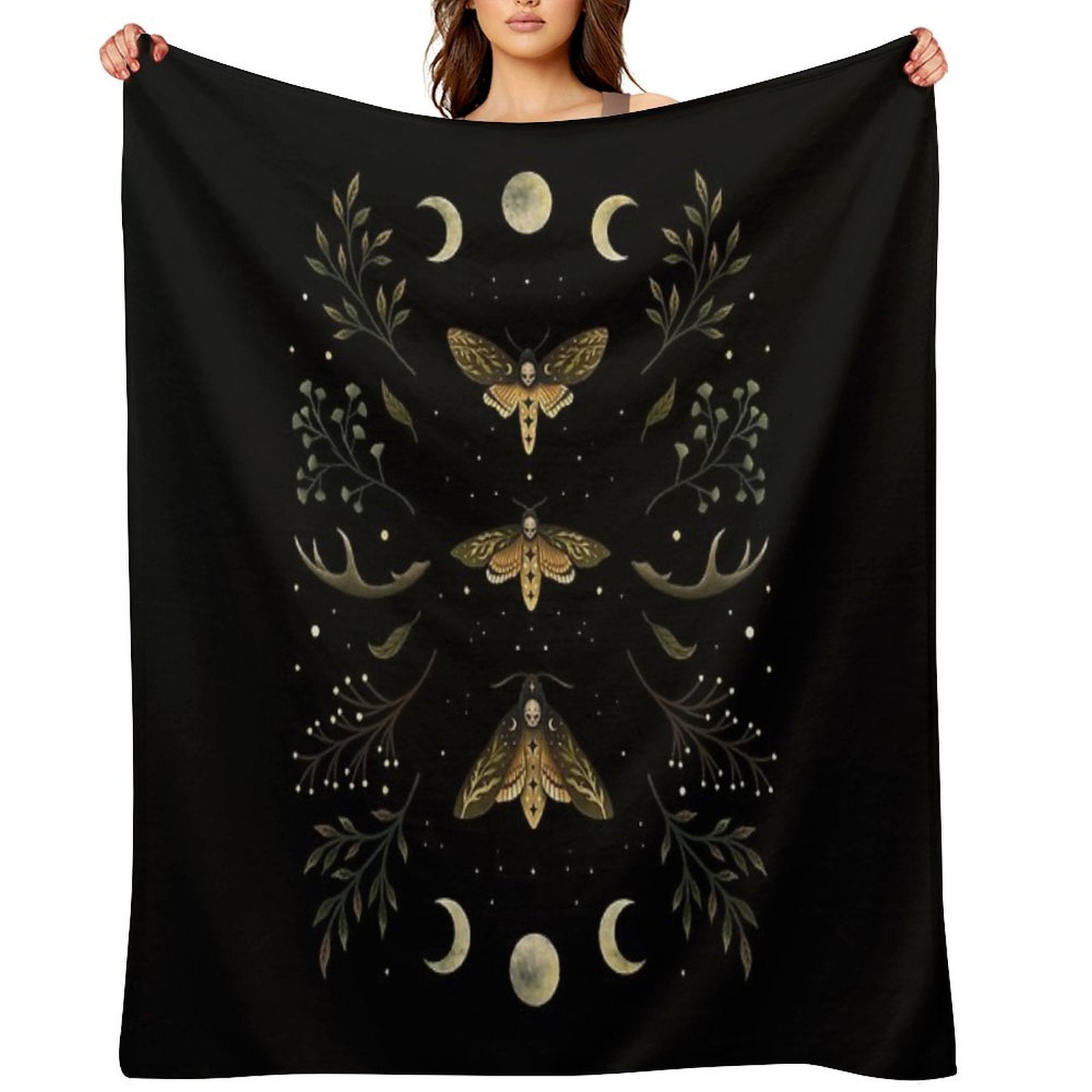 Death Head Moths Night Quick-dry Throw Blanket