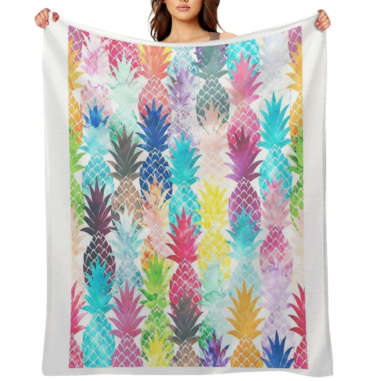Hawaiian Pineapple Pattern Tropical Watercolor Anti-pilling Throw Blanket