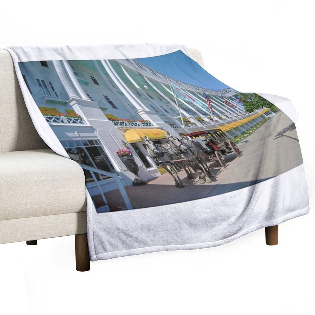Carriage at The Grand Hotel, Mackinac Island, Michigan Compact Throw Blanket