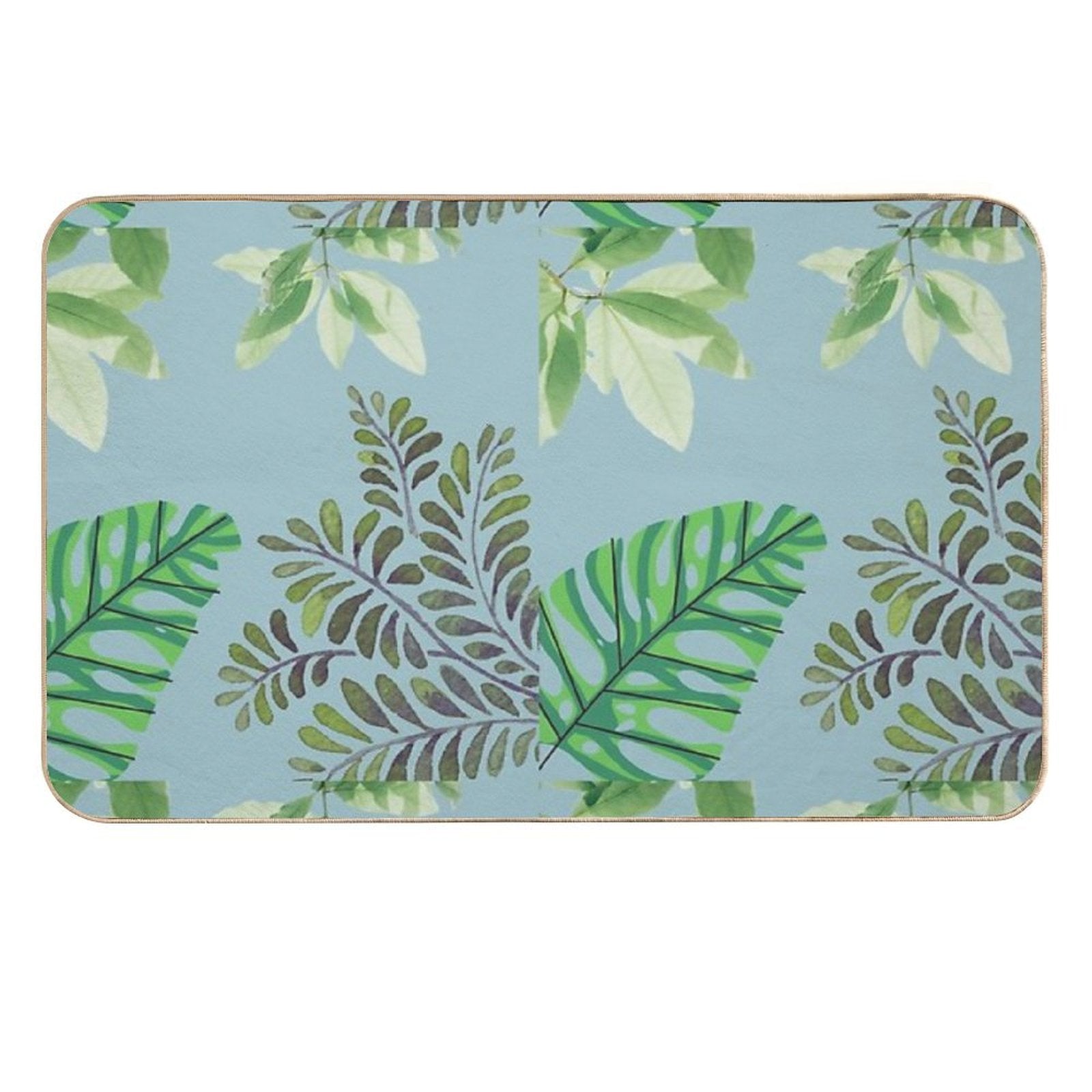 Tropical Vibe Leafy Pattern  Versatile Bath Mat