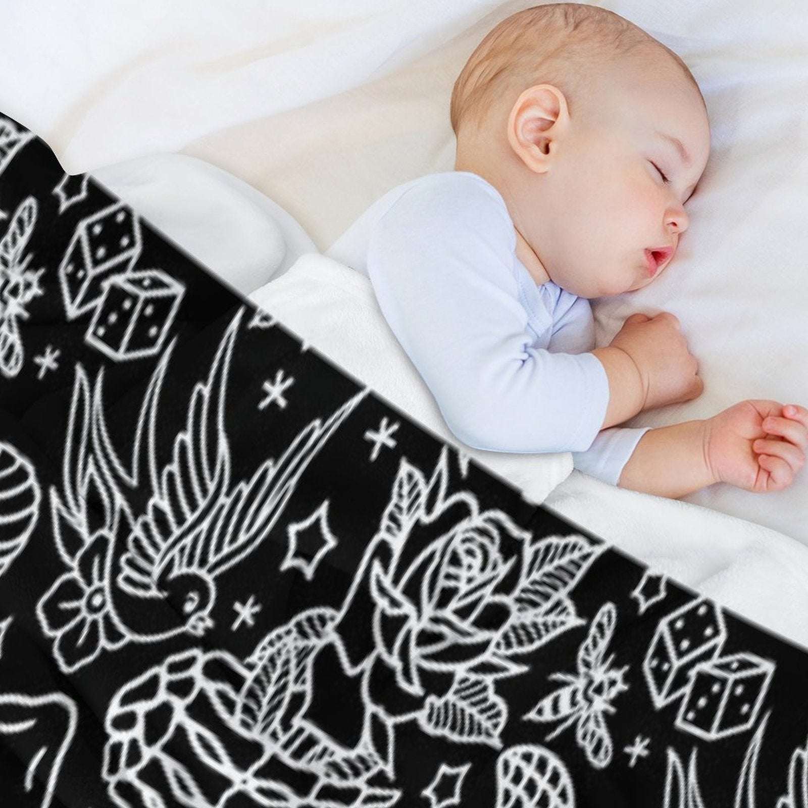 American Traditional Tattoo Flash Print Easy Care Throw Blanket