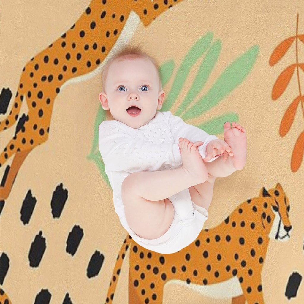 Cheetahs Pattern Beige Easy Care Throw Blanket