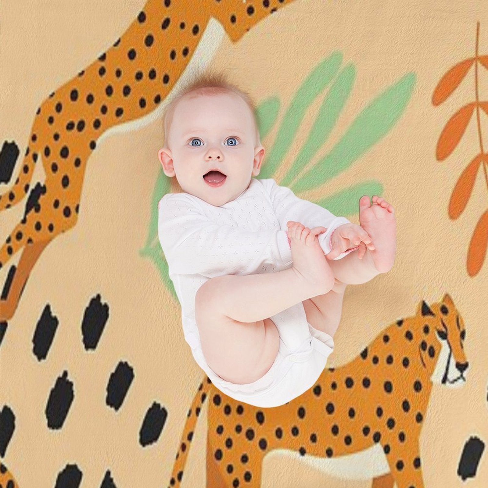 Cheetahs Pattern Beige Easy Care Throw Blanket