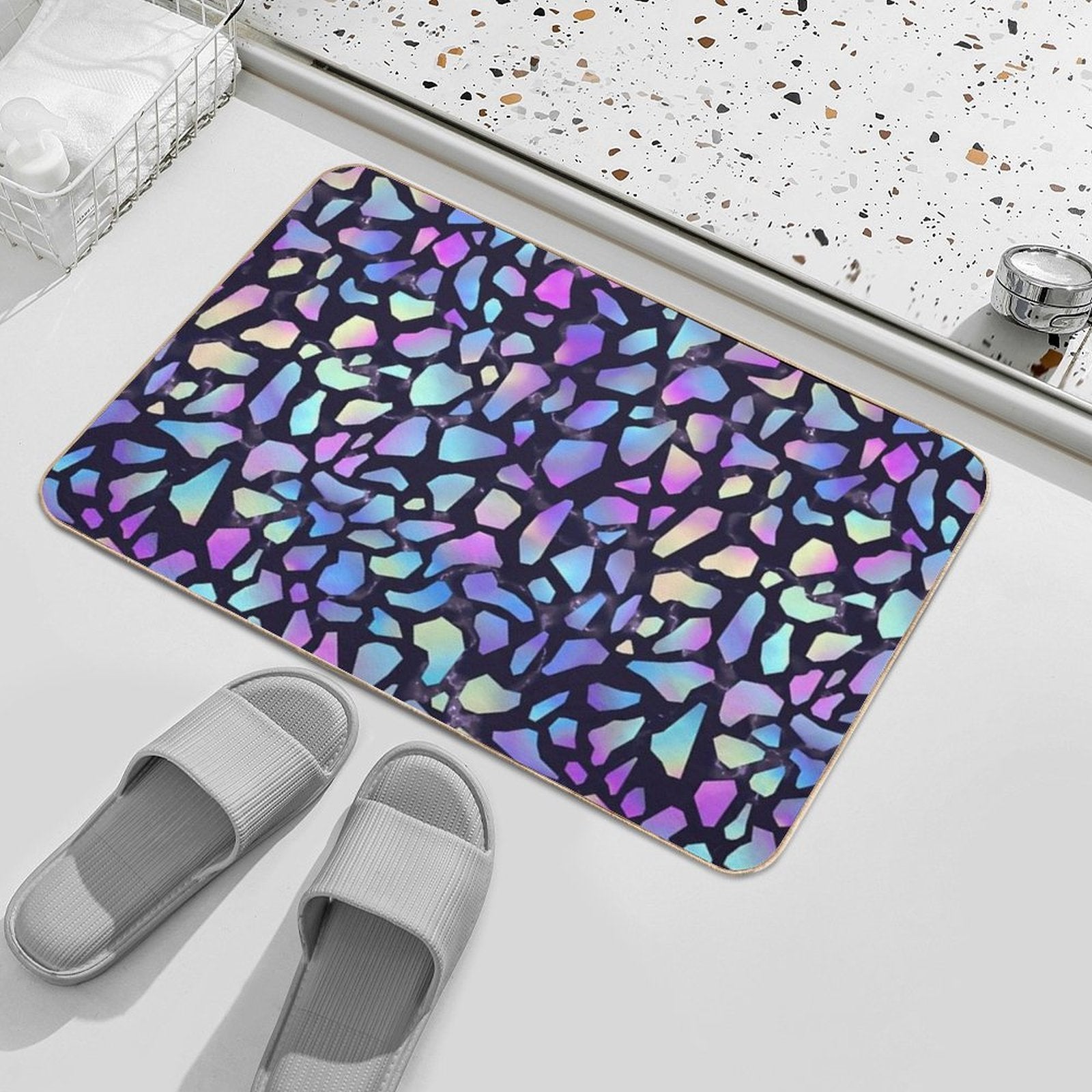 Iridescent Terrazzo Dark  Pet-Safe Bath Mat