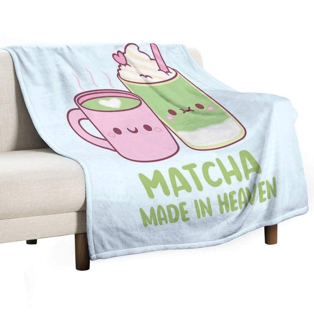 Cute Matcha Made In Heaven Tea Pun Comfort Throw Blanket