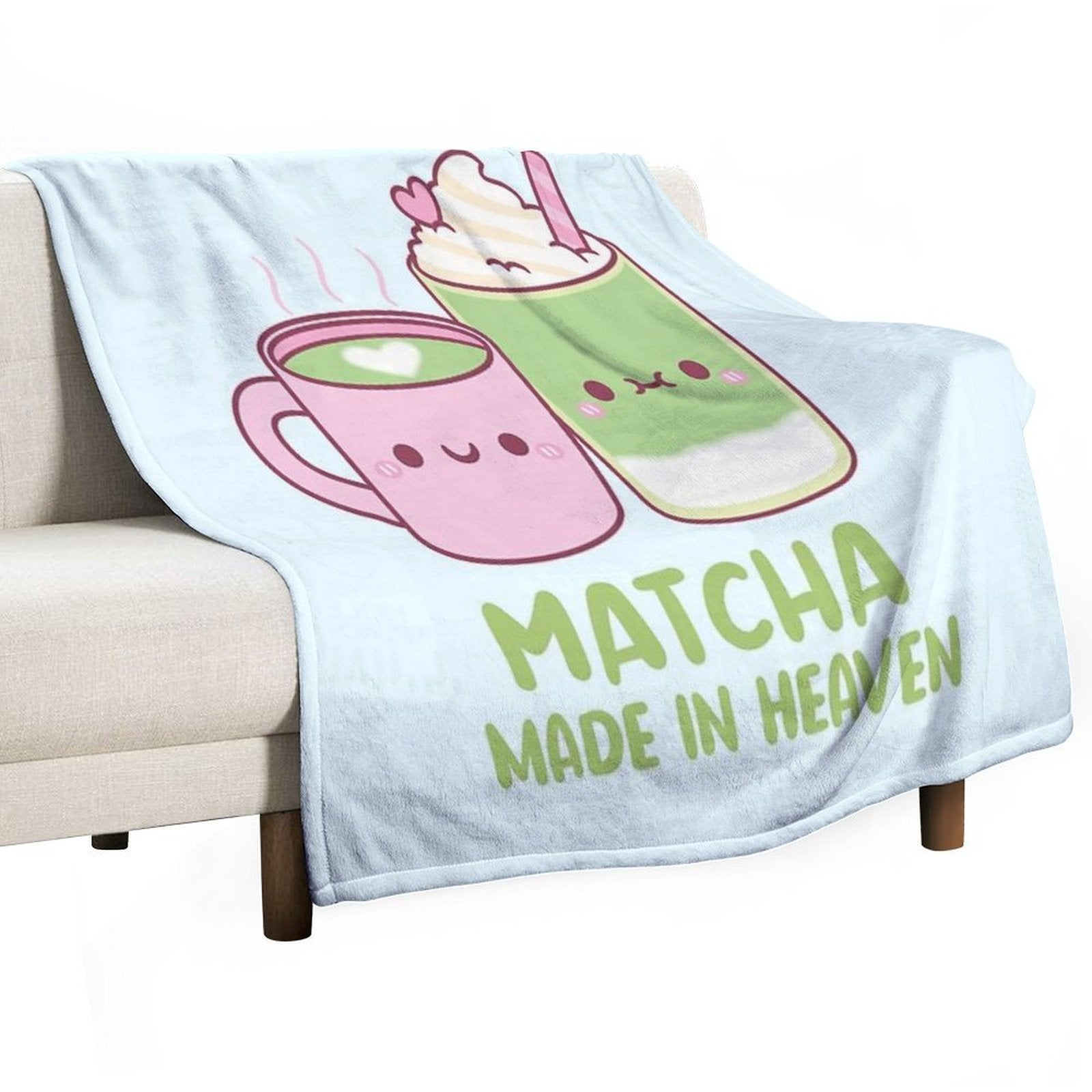 Cute Matcha Made In Heaven Tea Pun Comfort Throw Blanket