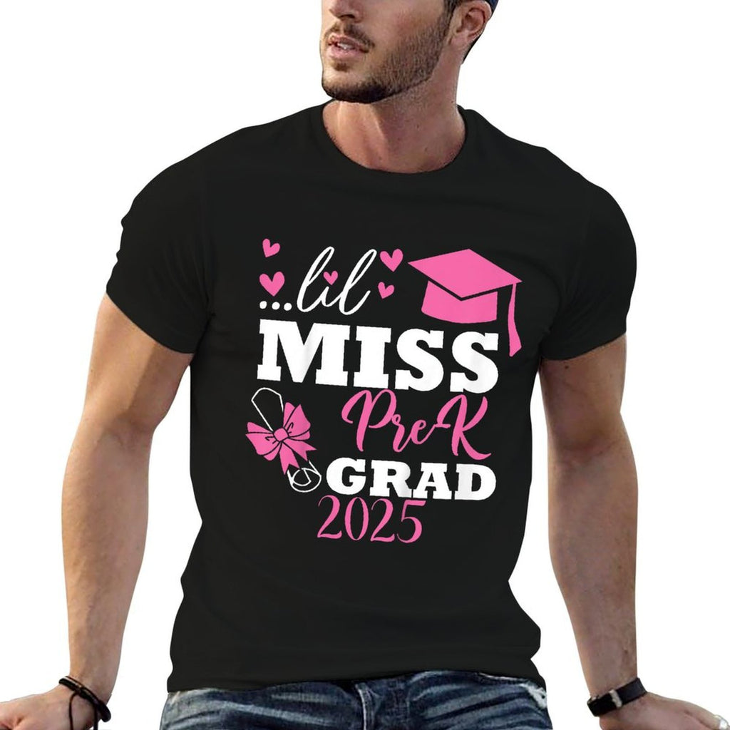 Kids Little Miss Pre-K Grad Preschool Prek Graduation 2025  High-quality Stitching T-Shirt