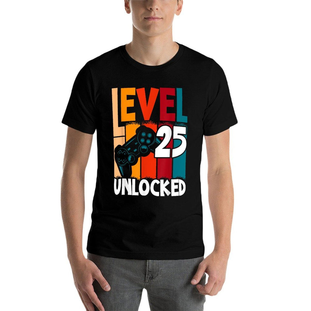 Level 25 Unlocked Video Gamer 25th Birthday  Oversized Silhouette T-Shirt