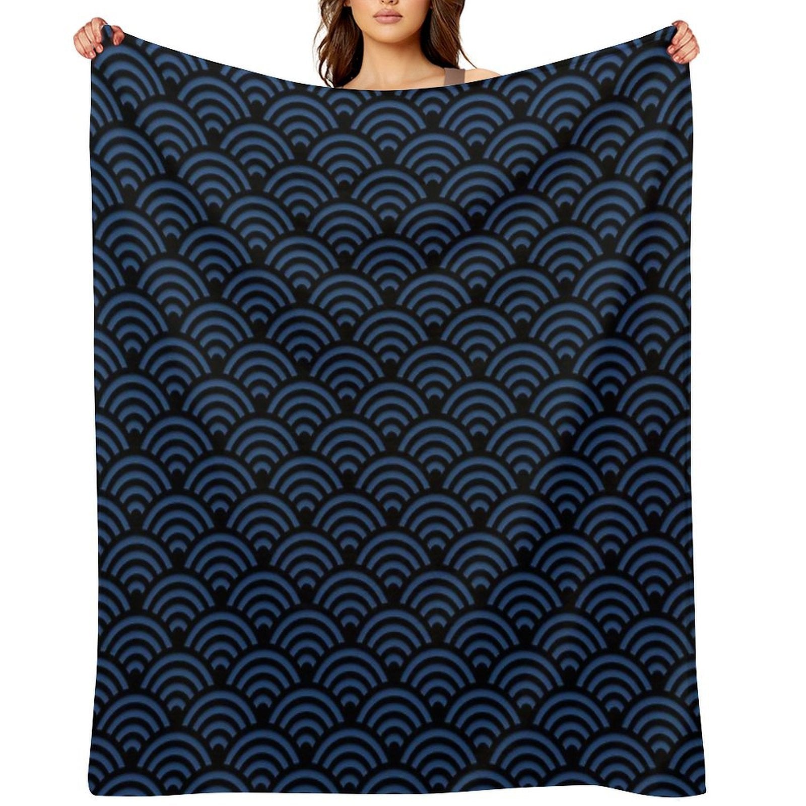 Seigaiha Pattern Durable Throw Blanket