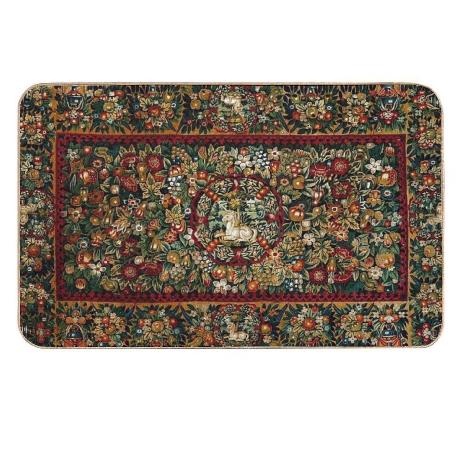Medieval Unicorn Floral Tapestry  Versatile Bath Mat