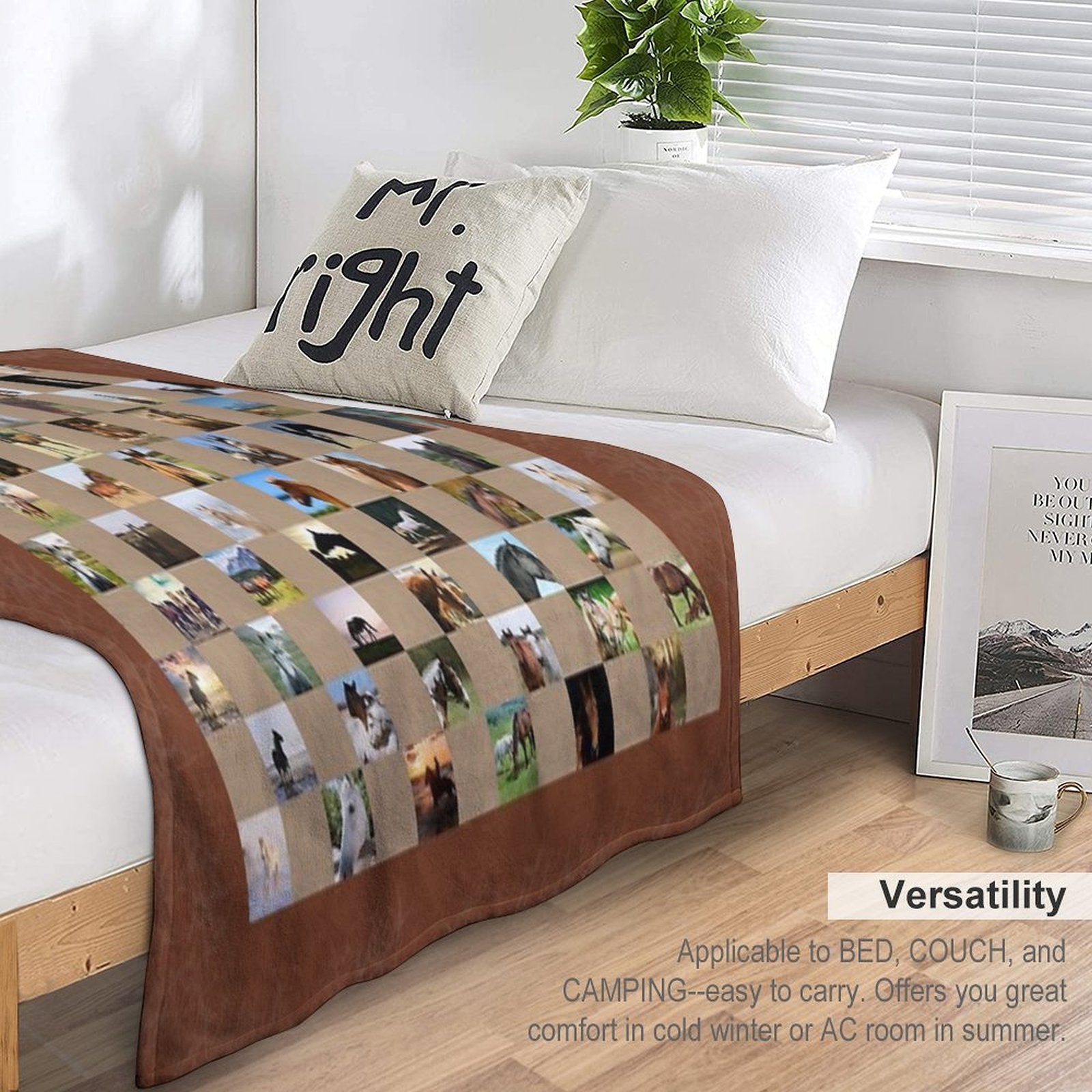 Horse Collage Quilt Pattern Shrink-resistant Throw Blanket