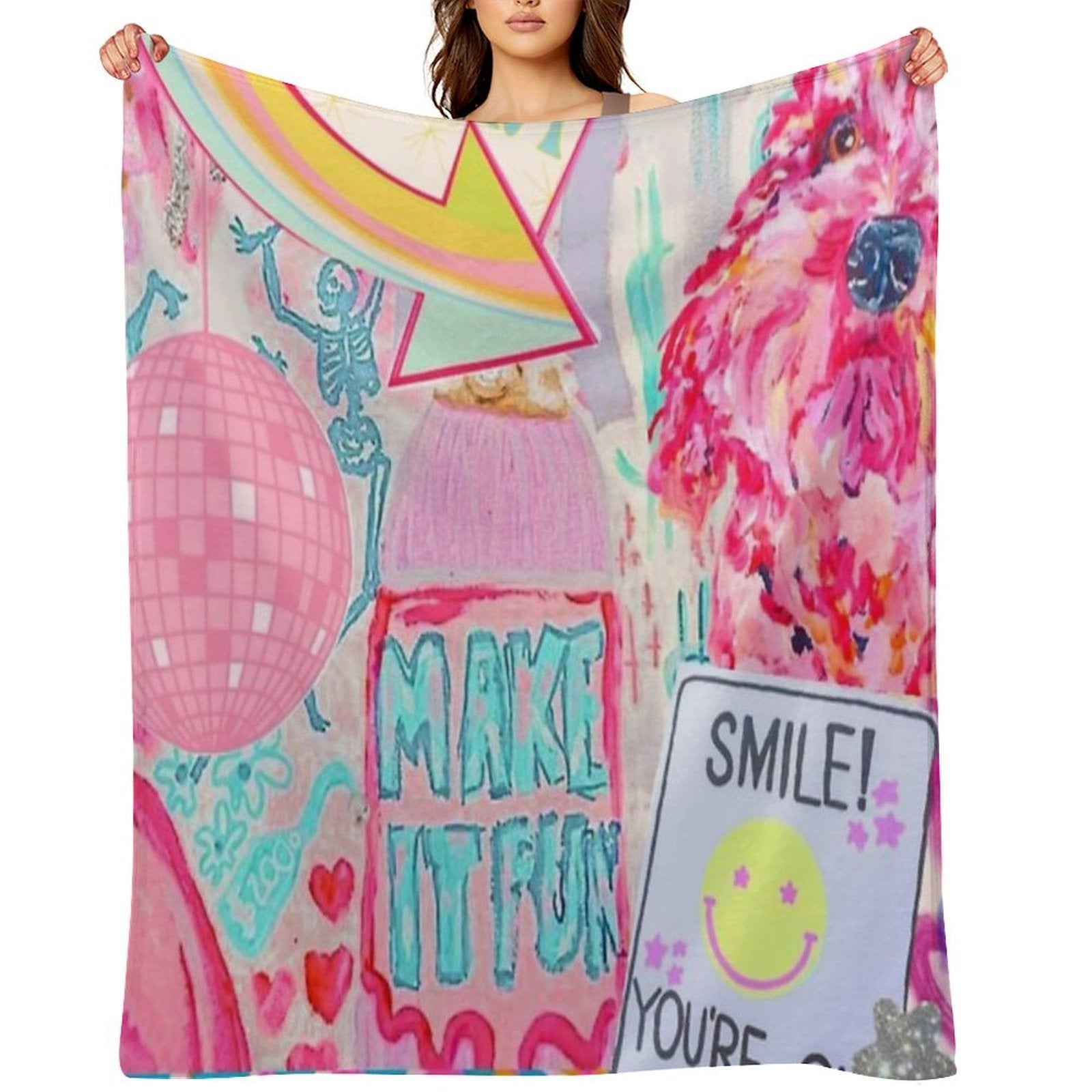 Preppy Pink Collage Velvety-soft Throw Blanket