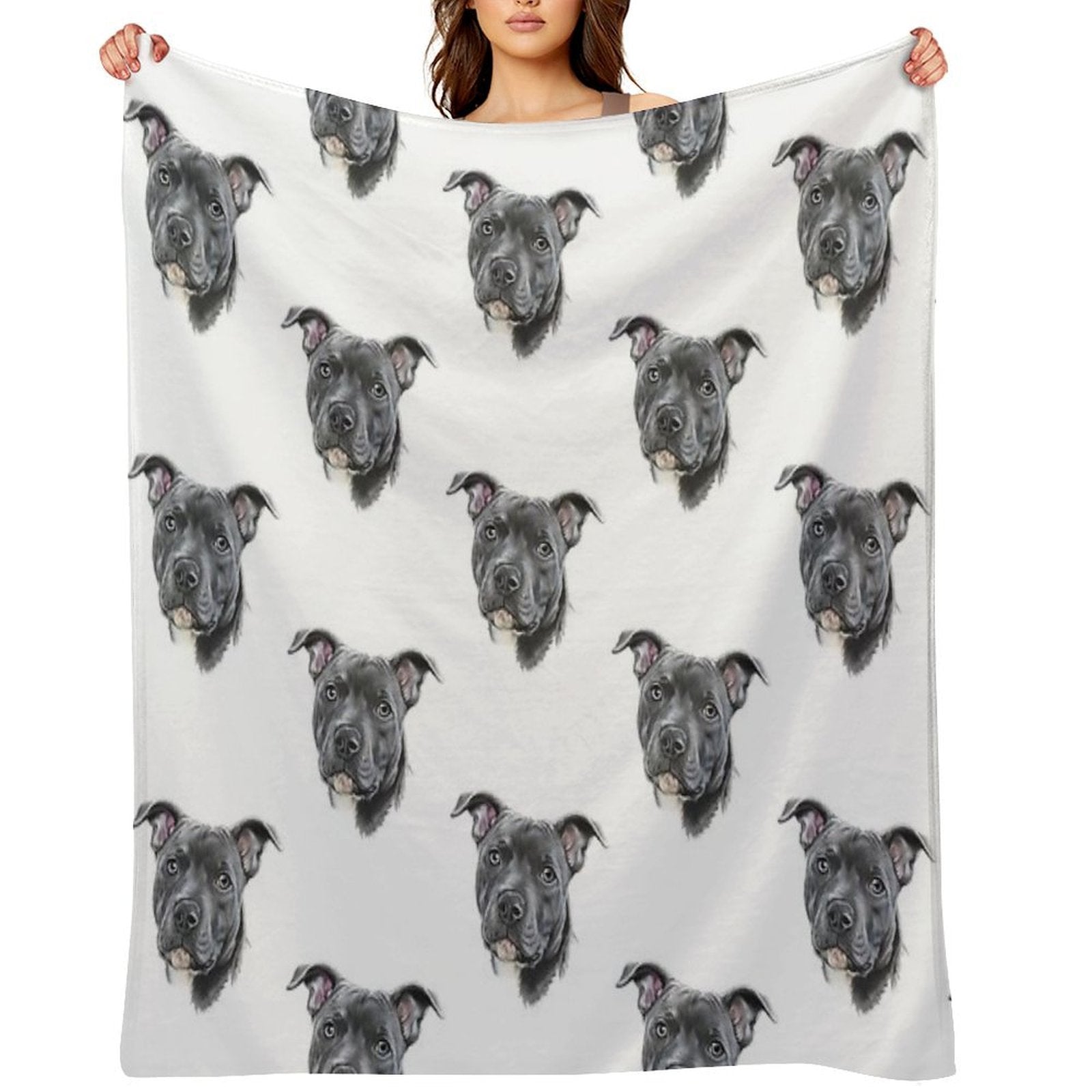 Blue Staffy Quick-dry Throw Blanket