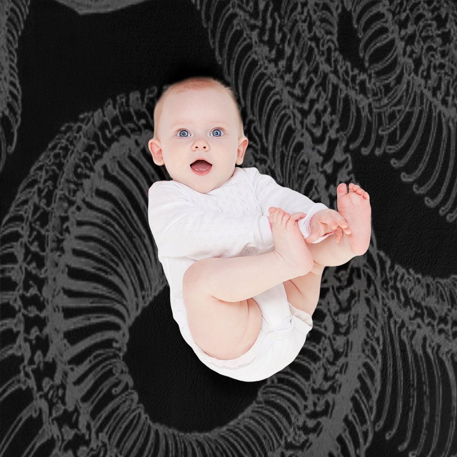 Snake & Bones - Black Lightweight Throw Blanket