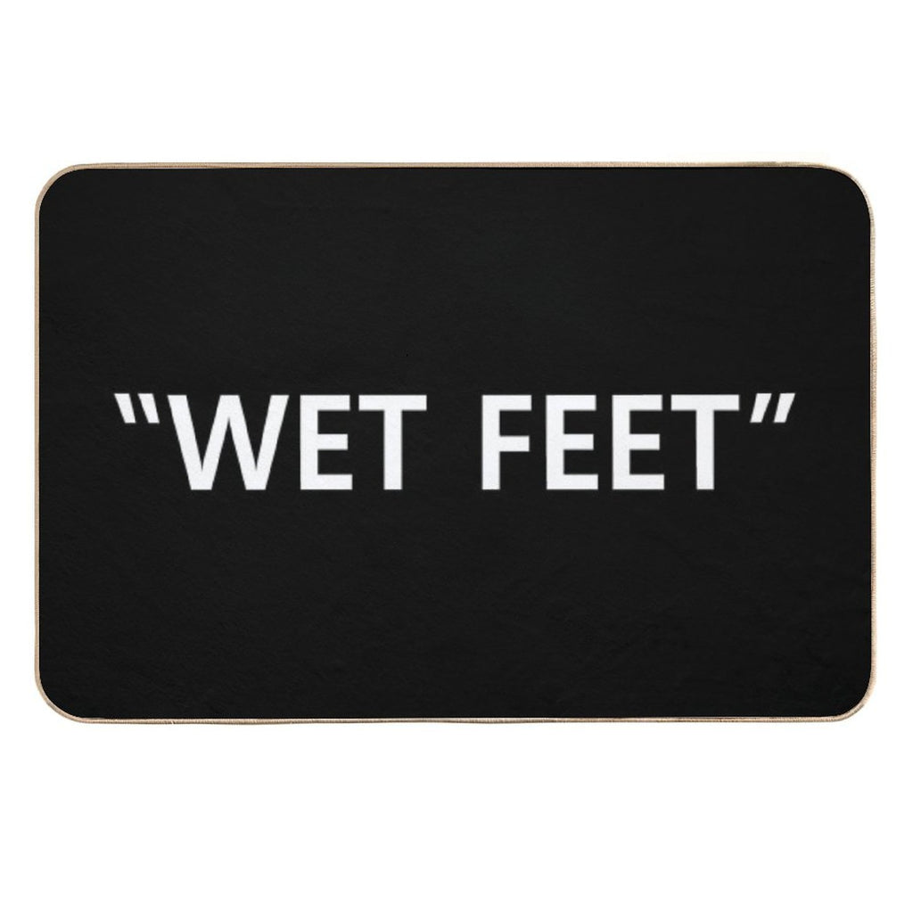 Wet Feet White on Black  Stain-Proof Bath Mat