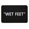 Wet Feet White on Black  Stain-Proof Bath Mat
