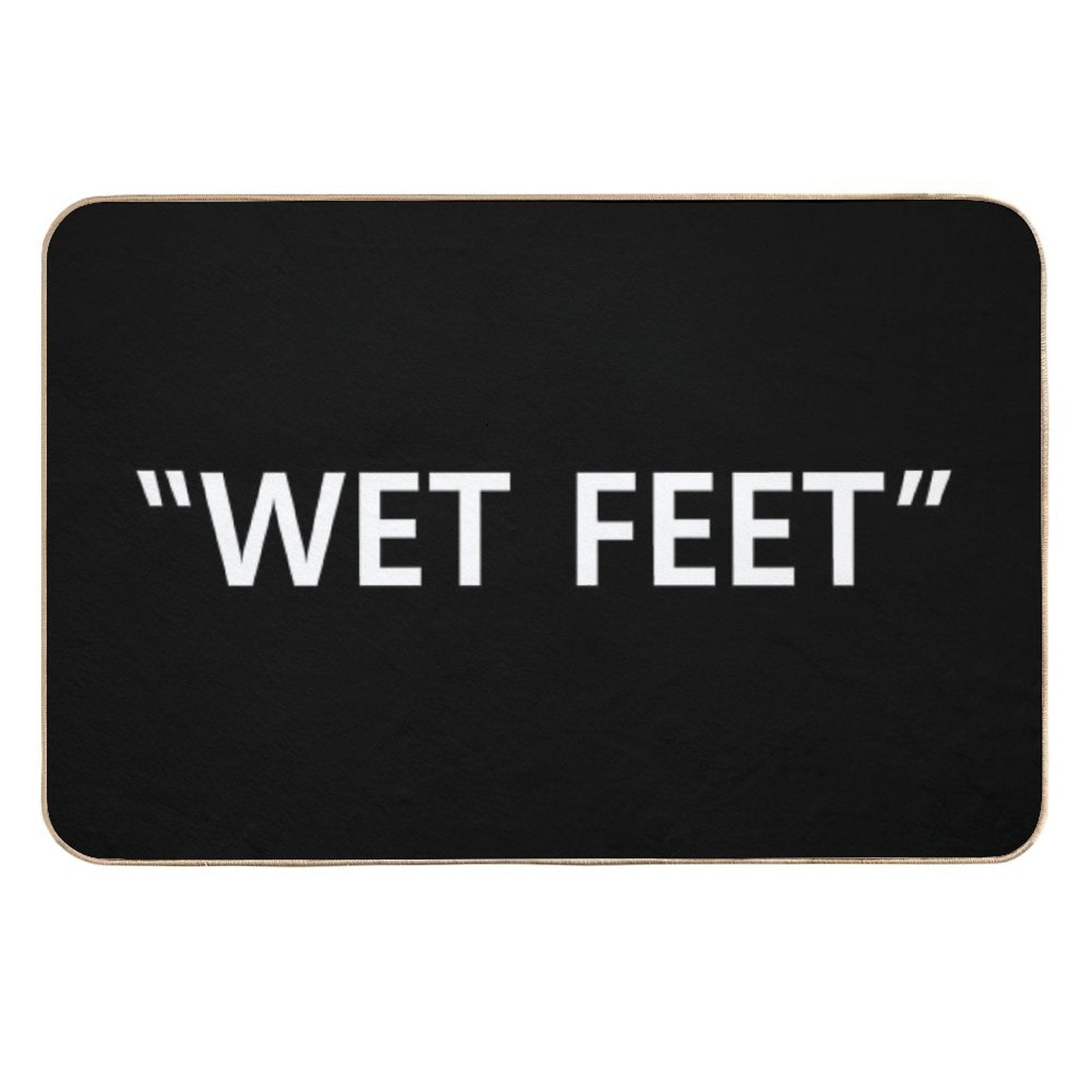 Wet Feet White on Black  Stain-Proof Bath Mat