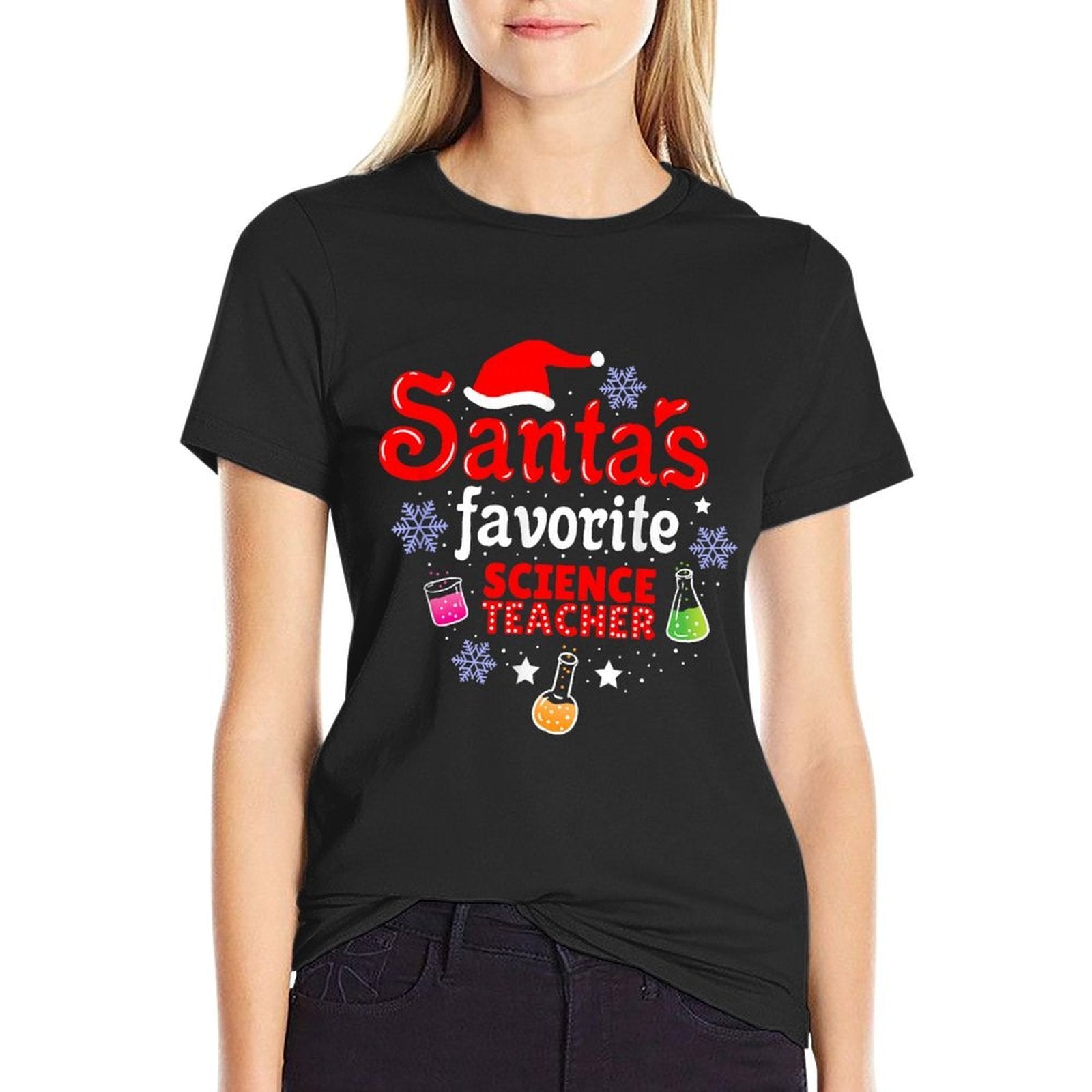 Santas Favorite Science Teacher Christmas  Trendy Pattern T-Shirt