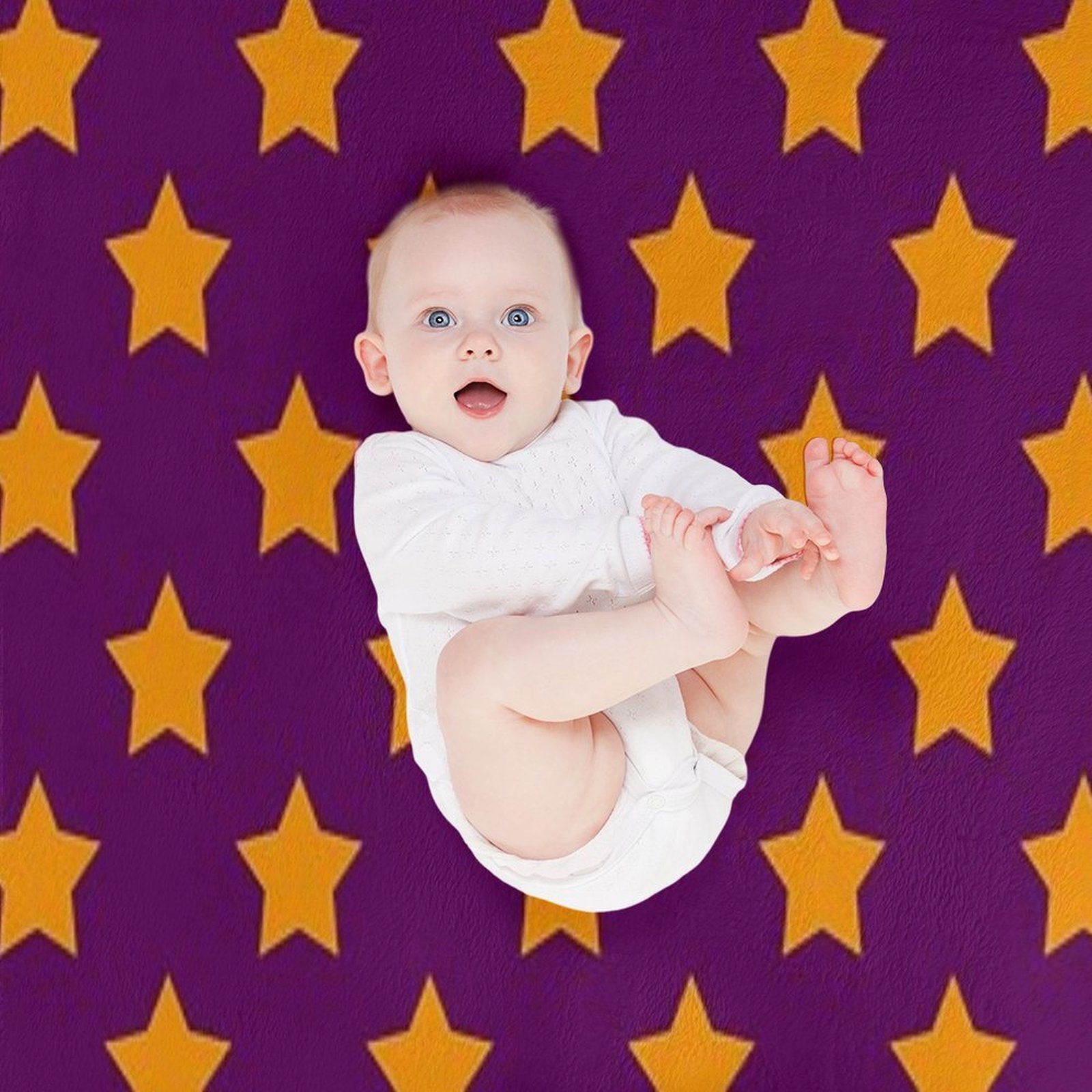 Orange Stars Purple Background Pattern Design Durable Throw Blanket