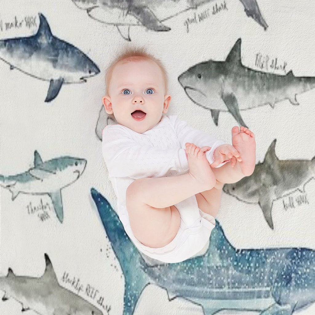 Sharks - Landscape Format Velvety-soft Throw Blanket