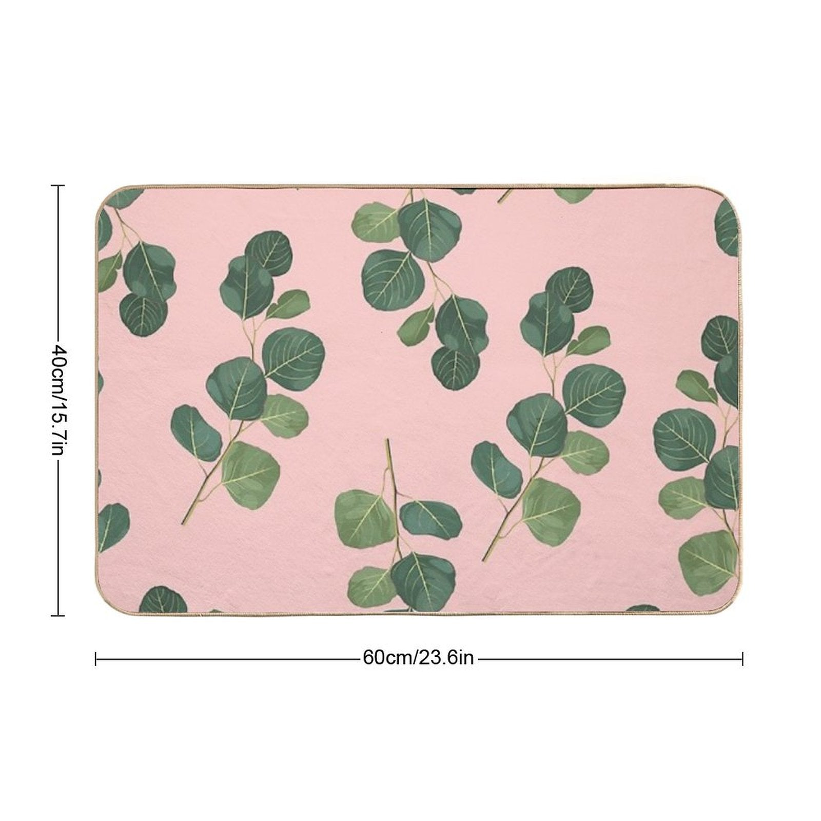 Floral Abstract Seamless Pattern with Eucalyptus Branches.  Long-Lasting Bath Mat