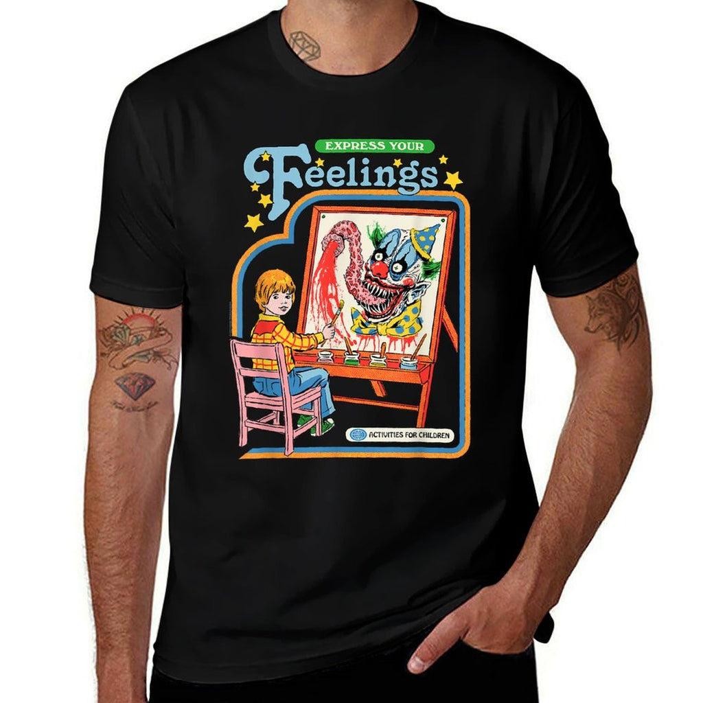 Steven Rhodes Express Your Feelings Clown Retro Dark Humor  Odor-resistant T-Shirt