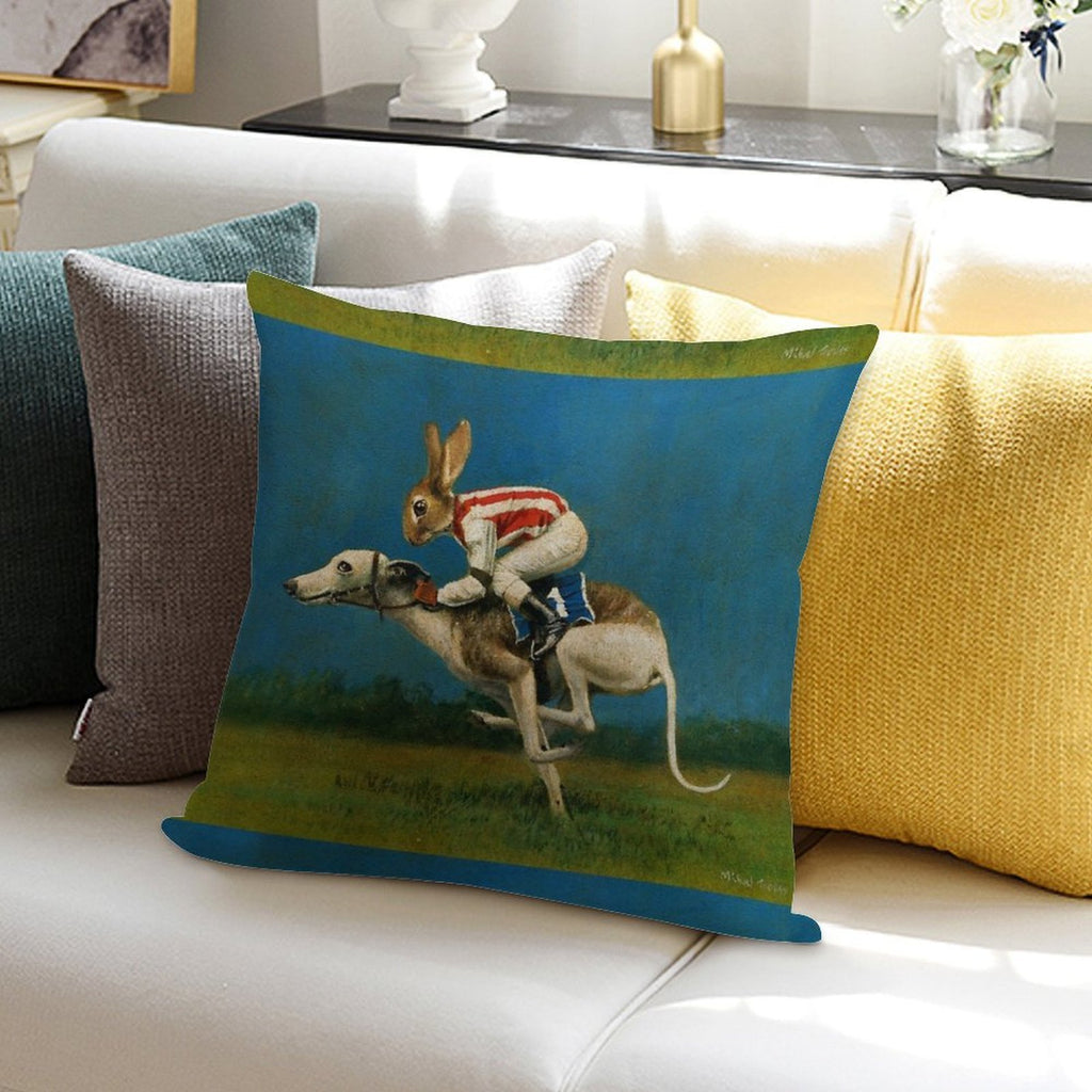 Whippet Racer Soft Shrink-Resistant Throw Pillow