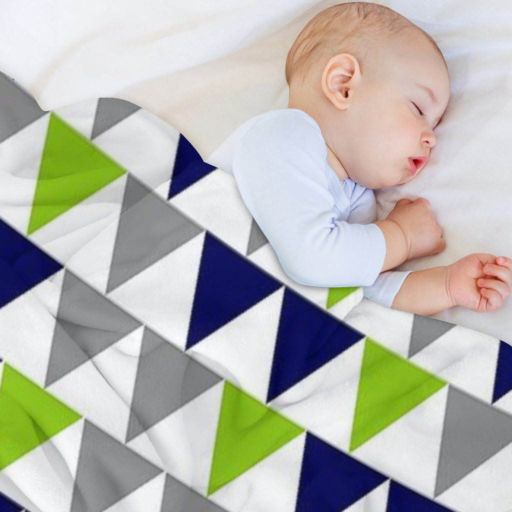 Arrows Lime Green,  Bright Navy Blue, Grey, And White Geometric Pattern Durable Throw Blanket