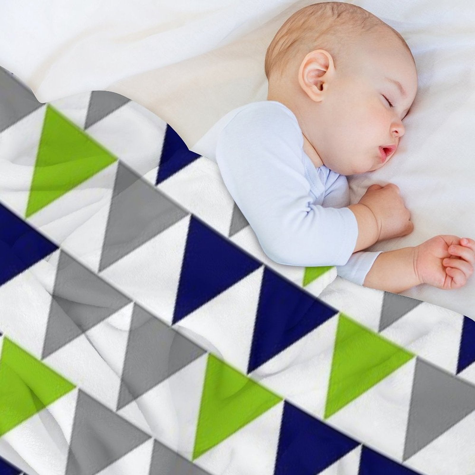 Arrows Lime Green,  Bright Navy Blue, Grey, And White Geometric Pattern Durable Throw Blanket