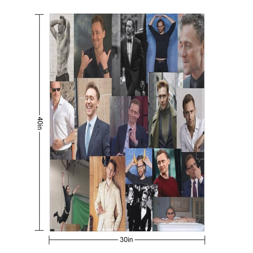 Tom Hiddleston Collage Shrink-resistant Throw Blanket