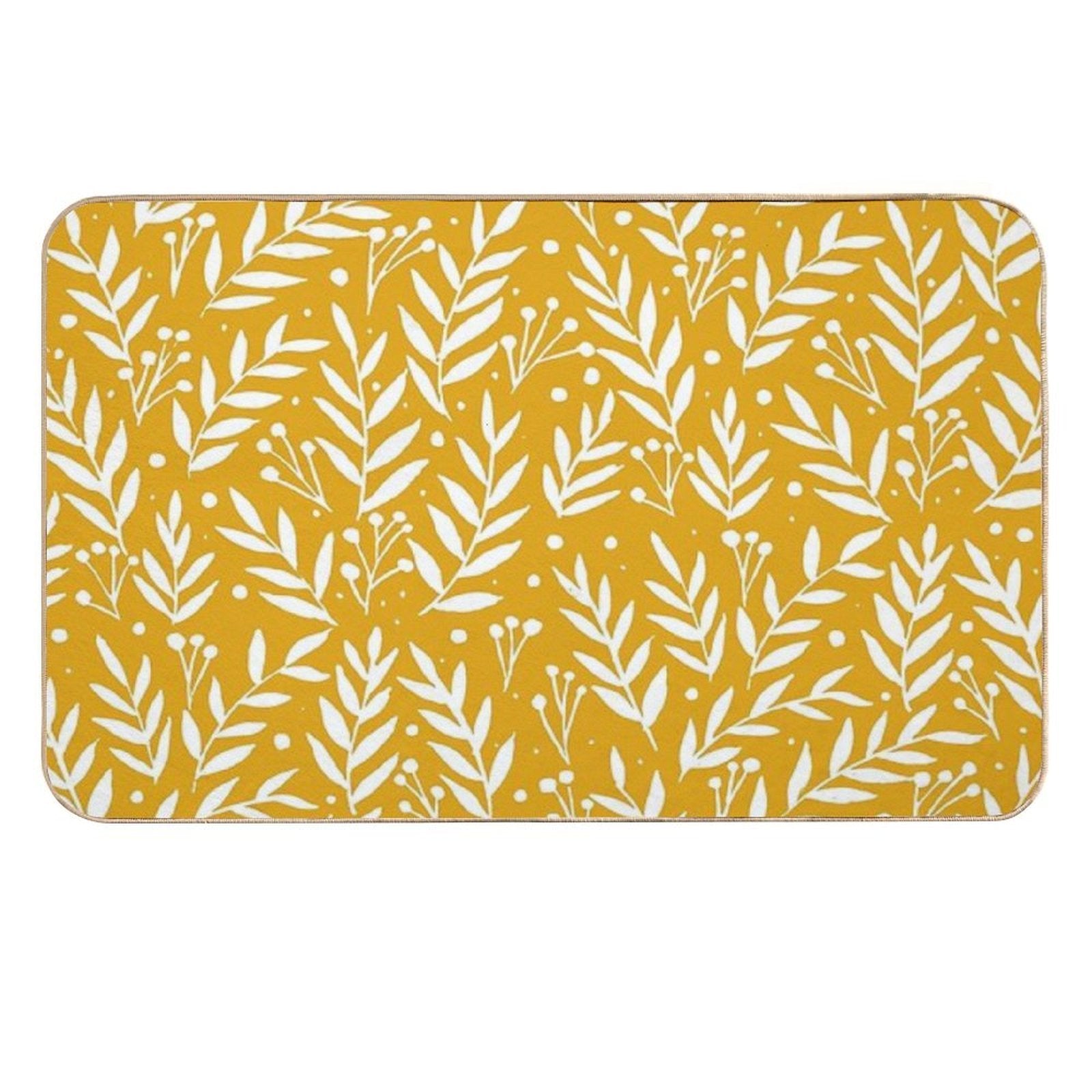Cute Branches - Yellow Ochre  Absorbent Bath Mat