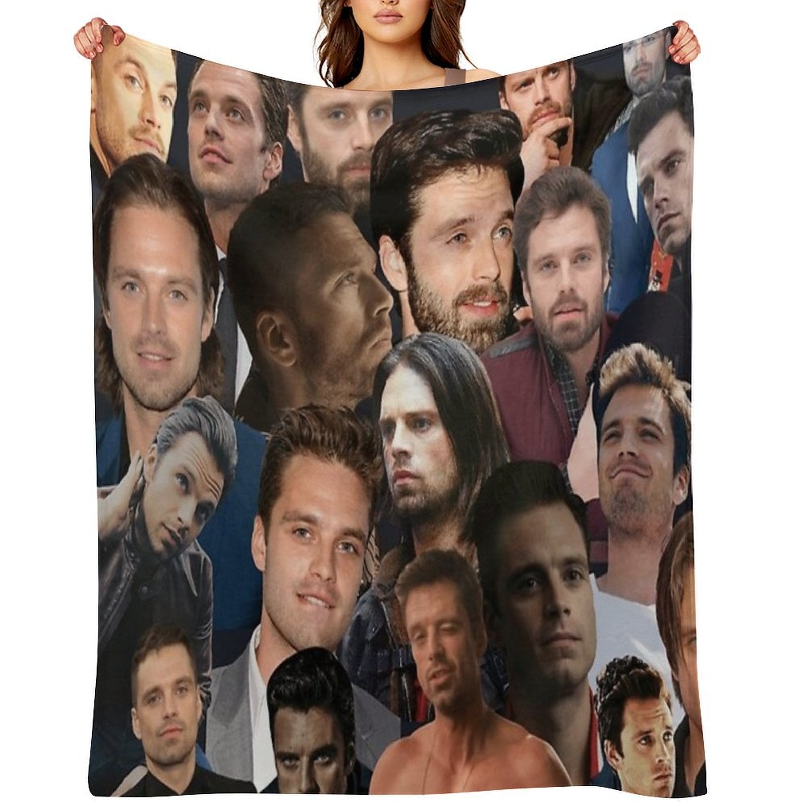 Sebastian Stan Photo Collage Handsome Guy Wrinkle-free Throw Blanket