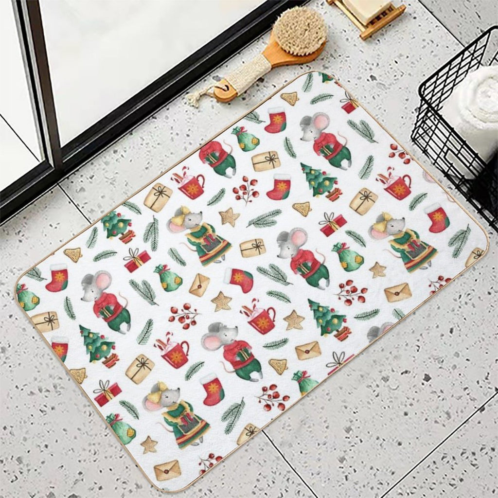 Cute Mice. Watercolor  Toxin-Free Bath Mat