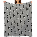 Pandas on Grey Quick-dry Throw Blanket