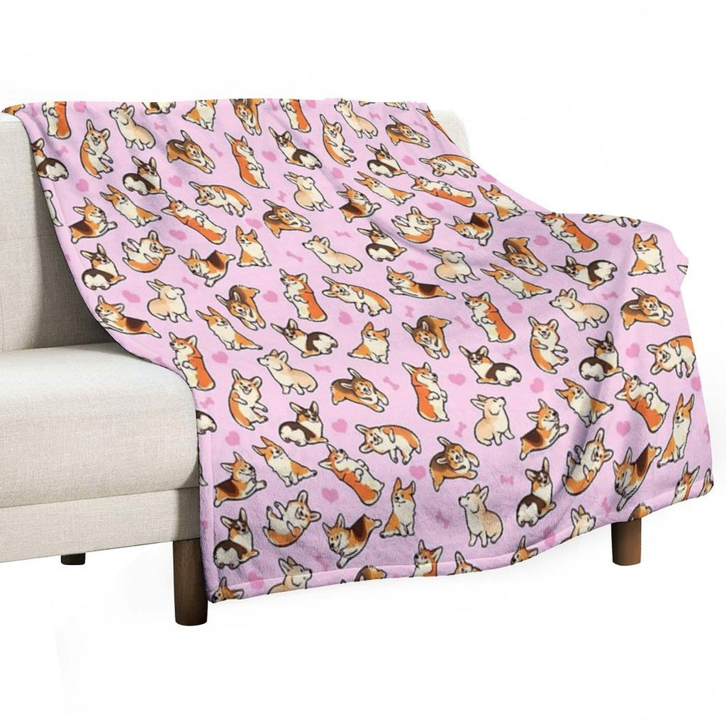 Lovey Corgis in Pink Comfort Throw Blanket