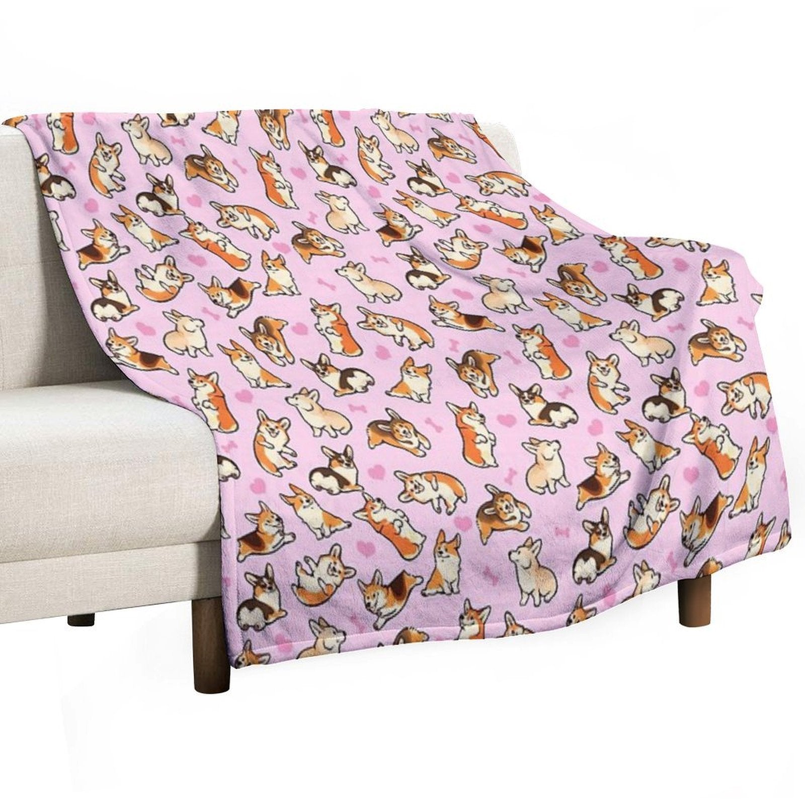 Lovey Corgis in Pink Comfort Throw Blanket