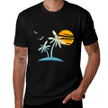 Front Back Tropical Island Heartbeat Beach Island Sunset  Relaxed-fit T-Shirt